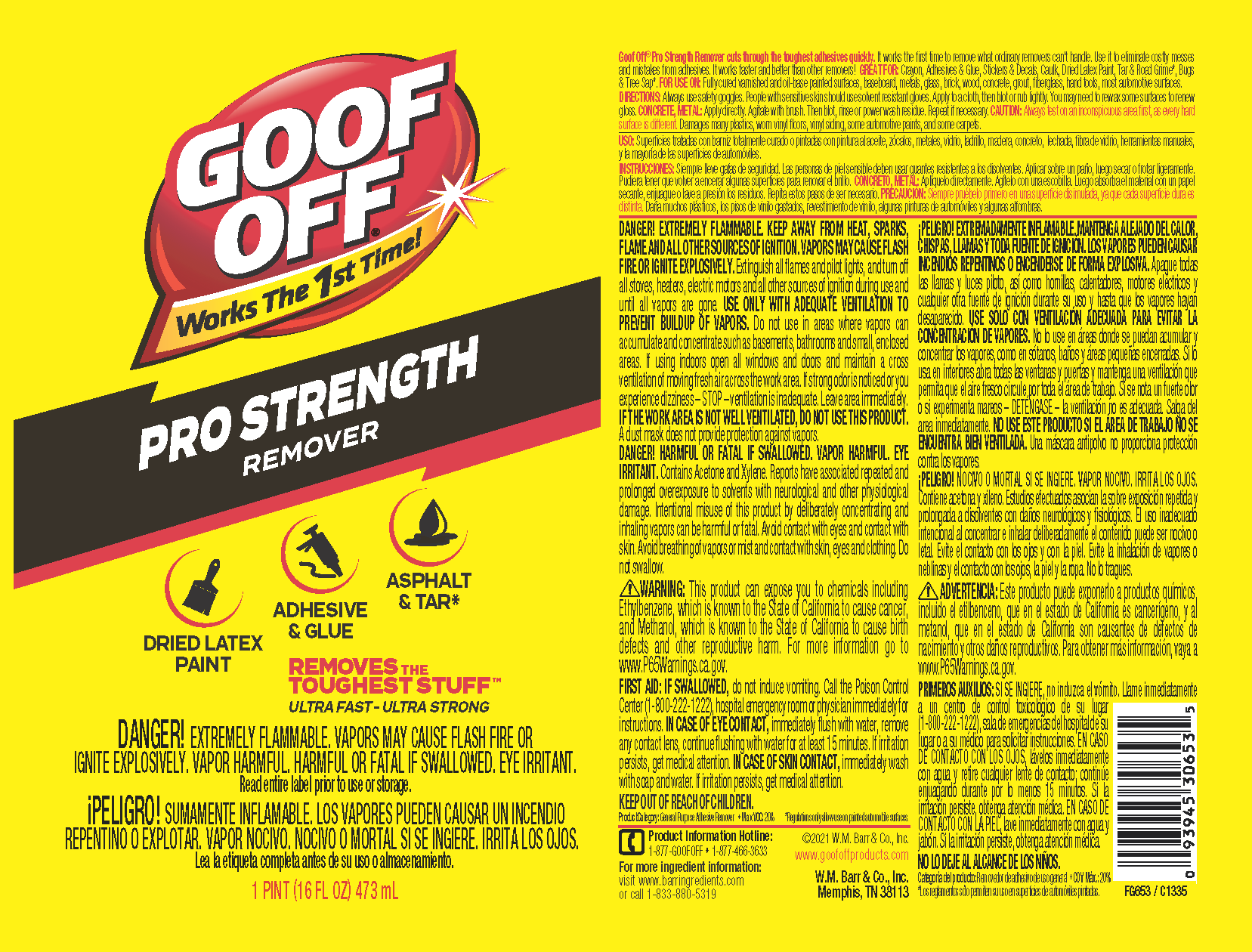 Goof Off Pro Strength Remover 16 oz. E-Z Pour