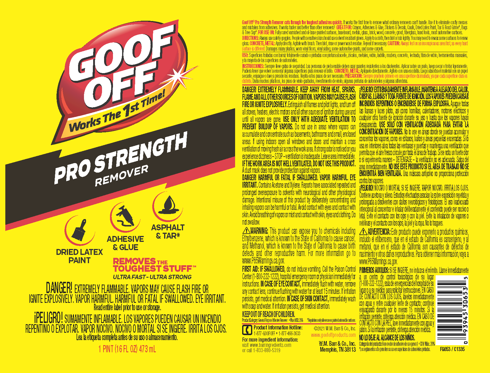 Goof off Professional Strength Remover, Pourable Liquid 16-Ounce