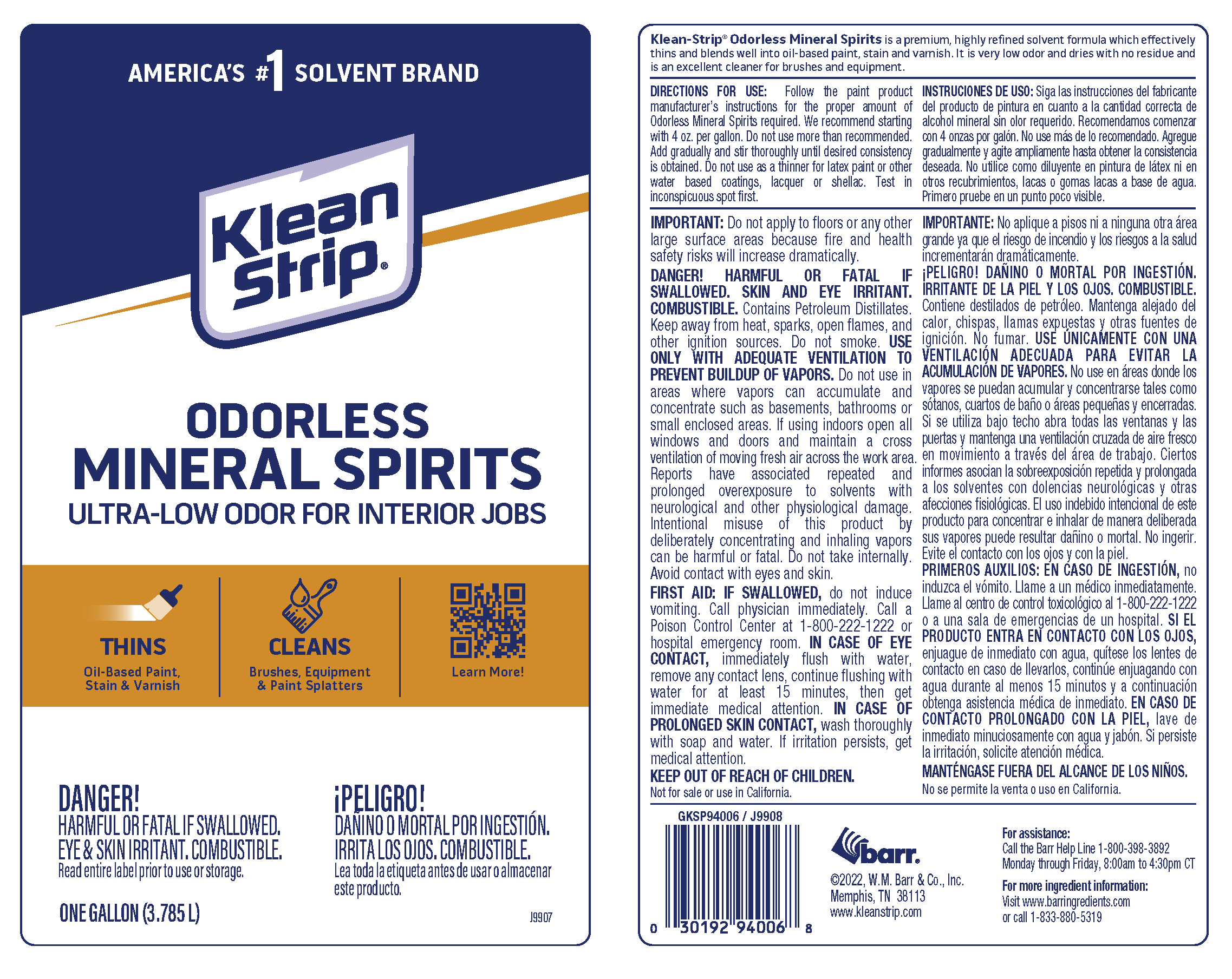 Klean Strip Odorless Mineral Spirits - Gallon